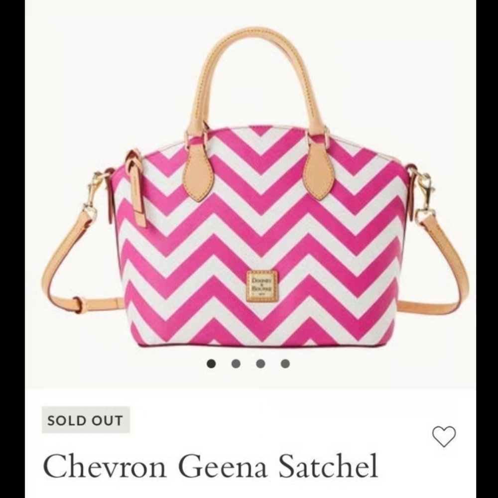 Dooney & Bourke Pink and Cream Chevron Satchel
